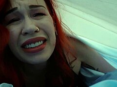 stepmom begs during doggystyle quickie tangled in redhead sheets
