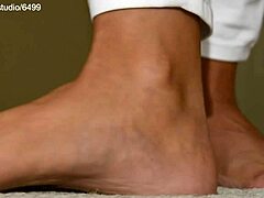giant woman crushes small toys under her huge feet