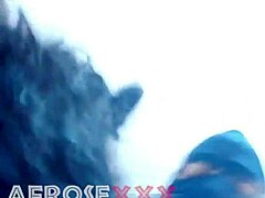 sexy ebony babe slurps wet sloppy blowbang cum