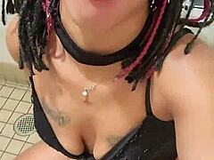 flashing saggy tits on road after store masturbation and roadside pee