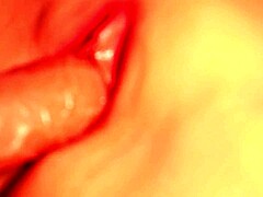 Double penetrate fuck doll's shaved pussy and ass with huge fake penis close up