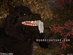 Werewolf devours waitress's feet and swallows monster cock barefoot