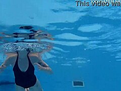 Finnish Blonde Mimi Cica Strips Naked by Pool Revealing Juicy Big Tits Petite Tattoo Body