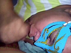 deepthroat whore chokes on cock spits cum huge tits latina