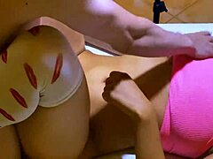 University girl fucks shy petite friend's boyfriend in hotel room during his conference