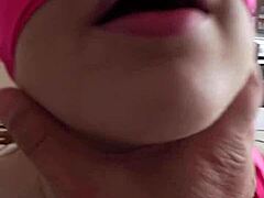 aprill blindfolded bent over doggystyle cum on ass