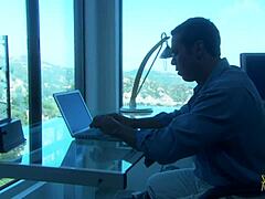 beautiful horny brunette fucked hard on boat then feet cumshot