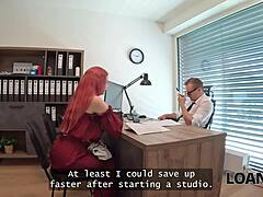 whoa big titted redhead olivia jumps on cock mid office interview 😍🔥