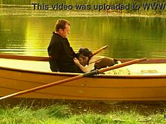 beautiful horny brunette fucked hard on boat then feet cumshot