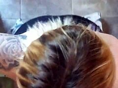 blonde slut sucks friend's girlfriend cock too hard till massive facial blast