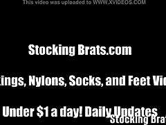 Lesbians Suck Toes In Silky Stockings