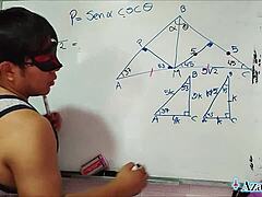 Asian Teacher's Bedroom Trigonometry Lesson Intrigues Nerd Student