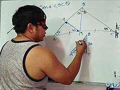 Asian Teacher's Bedroom Trigonometry Lesson Intrigues Nerd Student