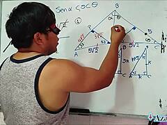 Asian Teacher's Bedroom Trigonometry Lesson Intrigues Nerd Student
