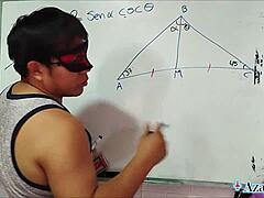 Asian Teacher's Bedroom Trigonometry Lesson Intrigues Nerd Student