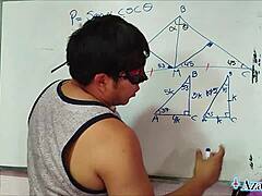 Asian Teacher's Bedroom Trigonometry Lesson Intrigues Nerd Student