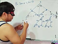 Asian Teacher's Bedroom Trigonometry Lesson Intrigues Nerd Student