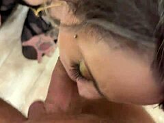 can i suck you master? french slut lena fire gags on leo casanova's fat cock part 1