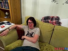 oh man, this newbie's getting her pussy devoured by leeds nerd...