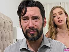 stepdad fucks stepteen's shaved pussy anal til she squirts 😩💦 deepthroat monster cock