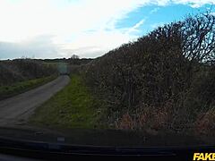 slutty american milf in fishnets gets fucked hard by british cop outdoors pov