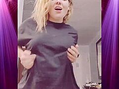 shaking booty in boyfriend's clothes femdom dance