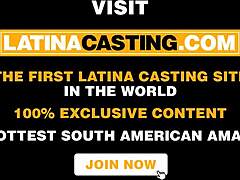 Busty Redhead Latina Gags on Euro BWC at Casting