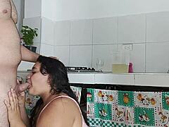 colombian bbw housewife cheats caught on cam kitchen fuck with lover