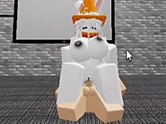 Slutty roblox bunny sneaks into boys locker room for rough fuck 😂🍆