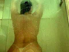 the motel manager spies on curvy brazilian milf showering naked, she pretends not to notice