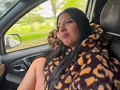 beautiful latina with big ass fucked hard in stranger's car