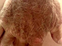 redhead with thick bush pees through hairy wet pussy lips