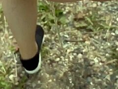 redhead with thick bush pees through hairy wet pussy lips