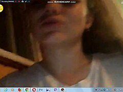 sexy brunette young camgirl flashes her big bouncy tits online