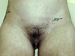 Fat ass wife pees in shower close-up homemade lover view