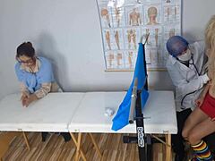 kinky redhead milf in uniform takes step sis to dirty gyno for creampie