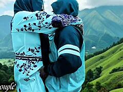 hijab muslim wife cheats swallowing cum from lover while husband vacations