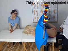 kinky redhead milf in uniform takes step sis to dirty gyno for creampie