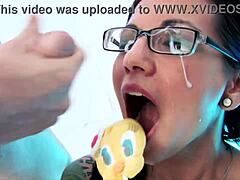 Tiny Asian Babe Sprayed By Four Monster Cocks Bukkake