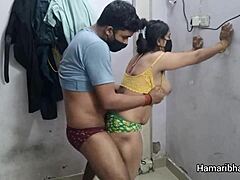 Desi Bhabhi's Big Tits Bounce in Pink Silk Saree Fuck