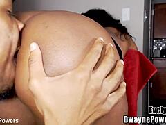 Oiled Ebony Asshole Takes Bent Over Doggy Pounding!