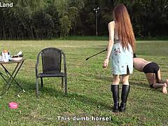 japanese mistress risa spits on slave while outdoor riding!