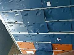 guy strokes huge cock in gym bathroom mirror