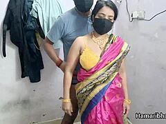 Desi Bhabhi's Big Tits Bounce in Pink Silk Saree Fuck