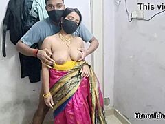Desi Bhabhi's Big Tits Bounce in Pink Silk Saree Fuck