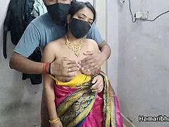 Desi Bhabhi's Big Tits Bounce in Pink Silk Saree Fuck