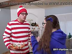 Teen Girlfriends Caught Stealing in Halloween Foursome Fuck