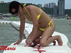 Jenny Marie's New Yellow Bikini Thong Tease!