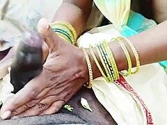Indian bhabi whispers dirty Telugu secrets during daddy blowjob