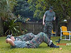 horny bikini teens ride big tits in military boot fetish group camp